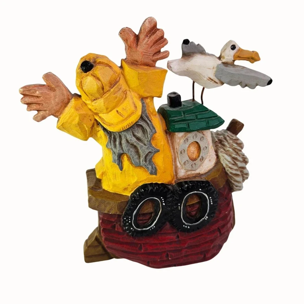 David Frykman Lighthouse Guardian Series Yellow Coat Pelican Figurine Vtg 1998